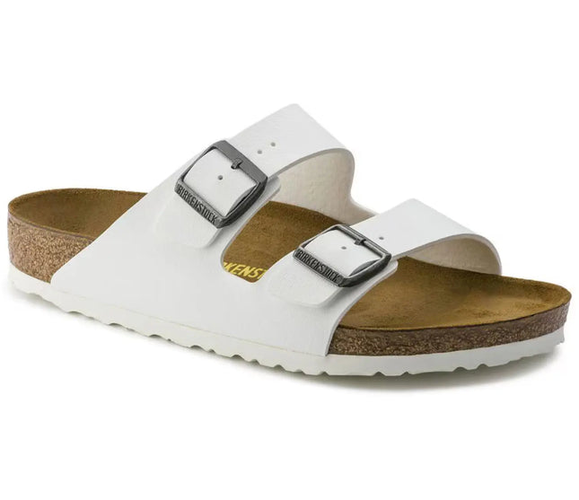 birkenstock arizona birko flor narrow fit sandals with double straps and cork-latex footbed