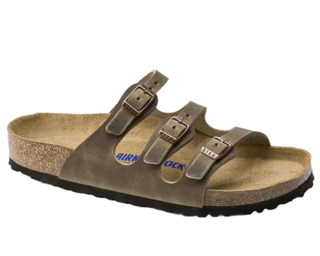 BIRKENSTOCK FLORIDA BS TABACCO BROWN with three adjustable straps and soft footbed comfort