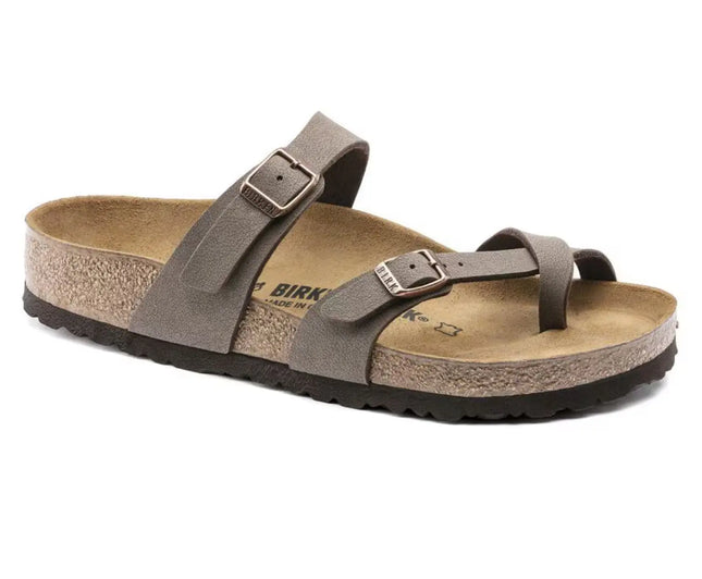 birkenstock mayari birkibuc regular fit sandals with cross straps and toe loop design for women