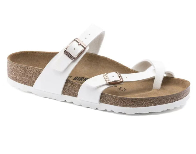 birkenstock mayari birko flor sandals with cross strap and toe loop in regular fit for women