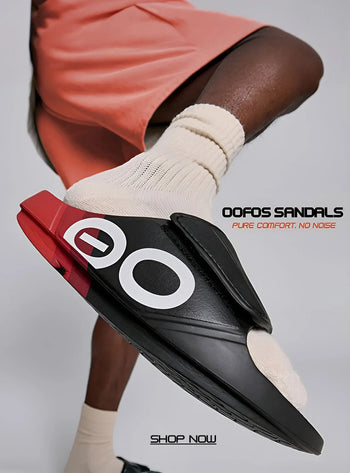 OOFOS sandals with patented recovery tech for comfort and impact relief – Fitnshoes collection.