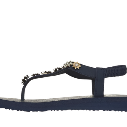 Close-up of daisy accents on the Skechers Cali Meditation Happy Daisies Sandals
