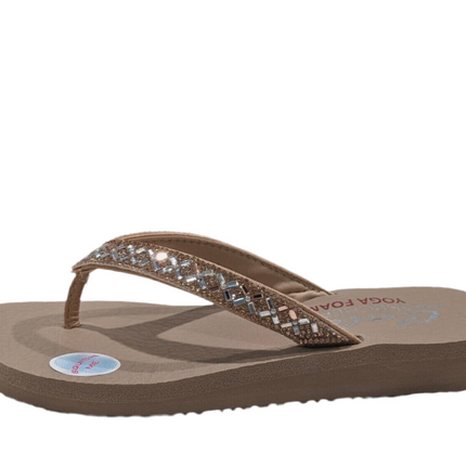 Full view of Skechers Meditation-Lotus Bae flip-flops in black multi rhinestone

