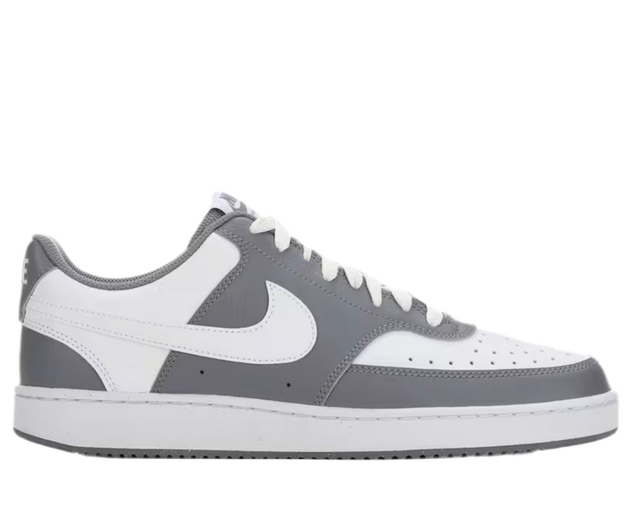 Nike Court Vision Lo sneakers featuring a classic basketball-inspired low-top design, smooth leather upper with perforations for breathability, and durable rubber outsole for everyday comfort and style.