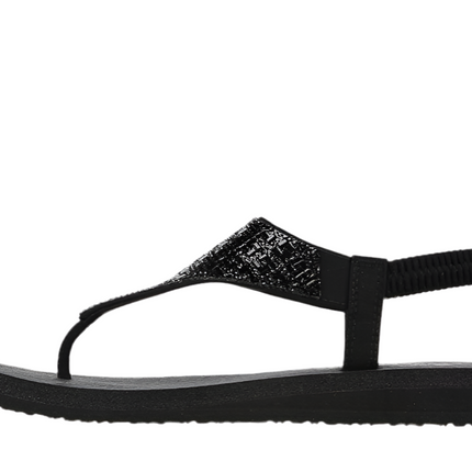 Full view of Skechers Meditation-Sweet Rock sandals in black