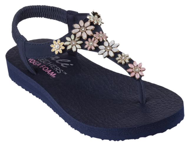 Full view of Skechers Cali Meditation Happy Daisies Sandals with cushioned footbed