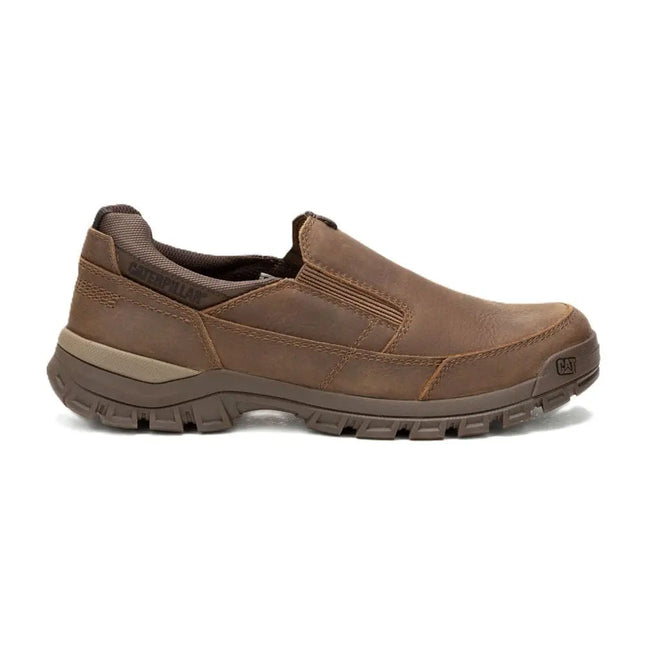 caterpillar threshold slip on work shoes with padded collar and rugged non-slip outsole