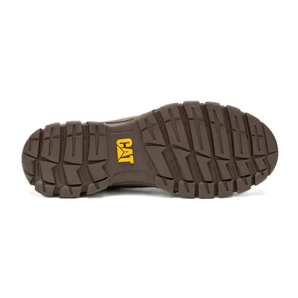 side view of caterpillar slip resistant shoes with easy-on design for long shifts