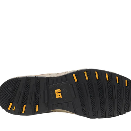 caterpillar safety shoes in black with reinforced toe and moisture-wicking lining