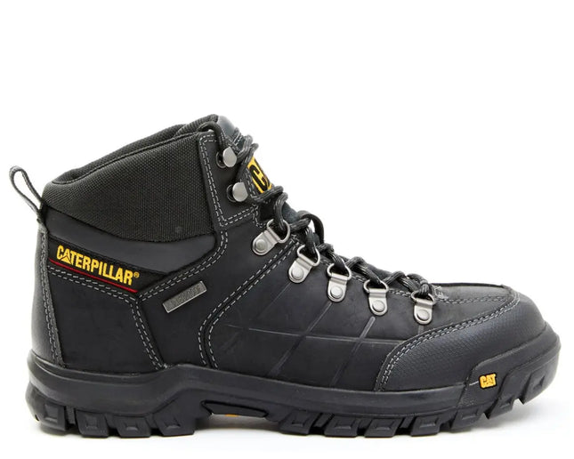 caterpillar threshold wp soft toe waterproof work boots with padded collar and leather upper