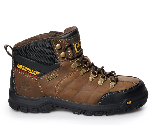 caterpillar threshold wp st steel toe boots with waterproof leather and slip-resistant outsole