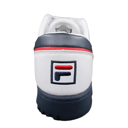 top-down view of fila classic shoes showing perforated toe box and lace detail