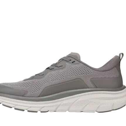 The VIONIC WALK MAX KNIT men’s sneaker by VIONIC features a gray breathable mesh upper, lace-up closure, and cushioned sole for arch support, shown in side profile on a white background—ideal for comfort seekers.
