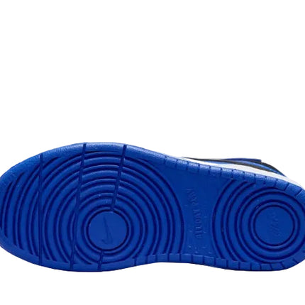 Blue sneaker sole with brand logo on a white background
