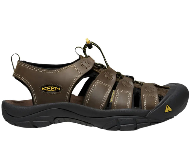keen newport m bison sandals with full toe protection and rugged brown leather upper