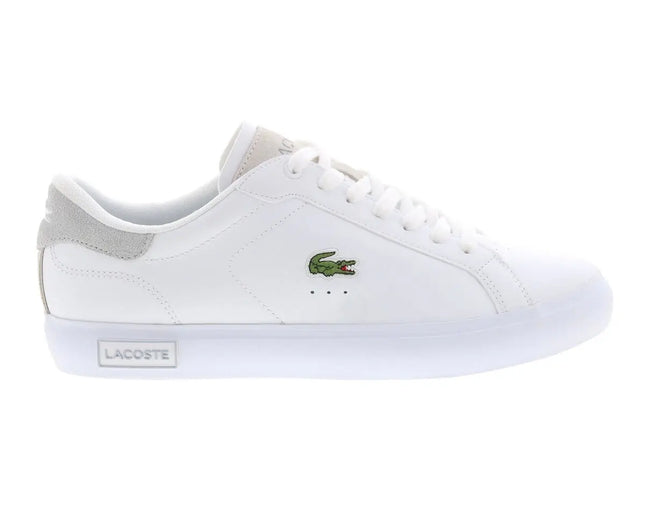 lacoste powercourt 124 white sneakers styled casually at outdoor café in Orlando, Florida